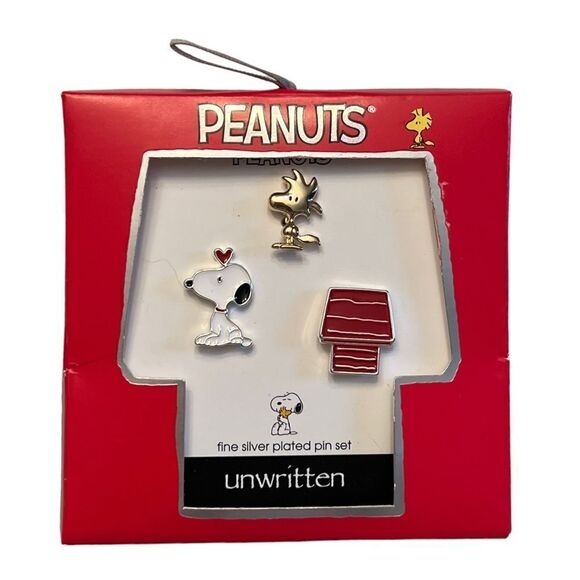 Peanuts Two-Tone Snoopy Woodstock & Red Dog House Lapel Pin Set 3 Piece New - Picture 2 of 3